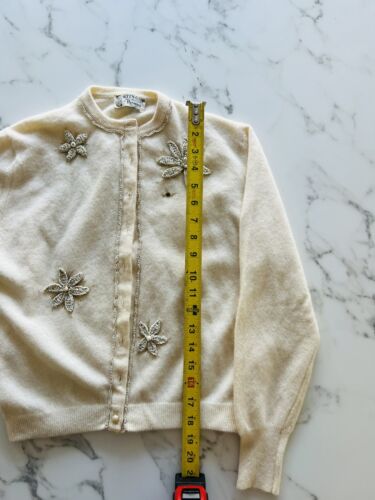 Bestickter 1950er Cardigan Pullover Blumenmuster Kittn'Gora Wolle & Angora Vintage S - Bild 9 von 11