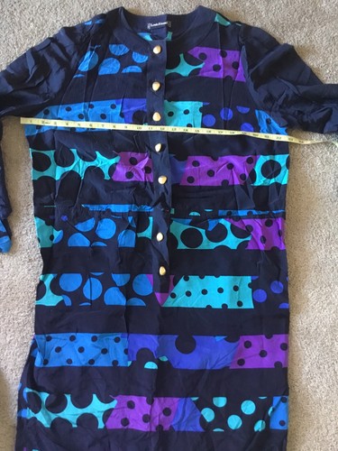 Vintage Louis Feraud silk paisley ruffle dress 1980's size 14 - Picture 4 of 11