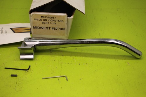 Weld On Kickstand Kick Stand Bent 1-1/4 Midwest 87-105 MHD-0004-1 Chrome Vintage