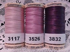 3 purple GUTERMANN 100 cotton hand thread for Quilting 220 yard Spools