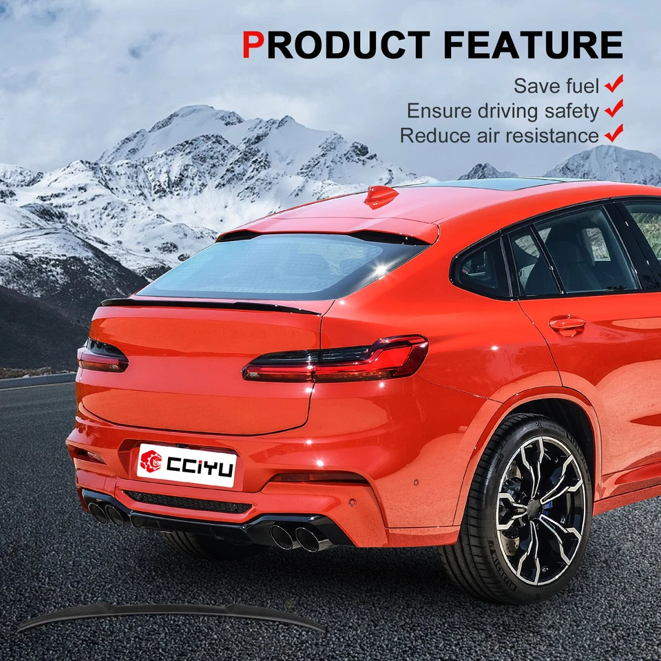 Trunk Spoiler For 2019 2020 2021 2022 up BMW X4 G02 Highkick Style Carbon Fiber - Image 2 of 4