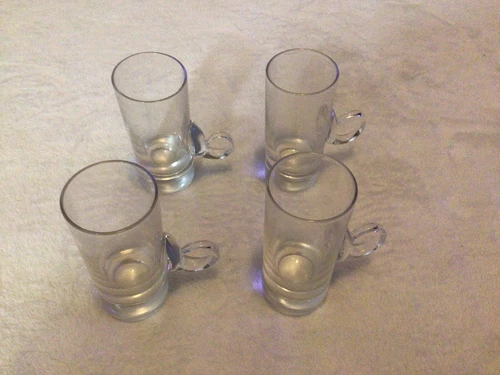 Set Of 4 Lenox Crystal Glass Irish Coffee Cup Loop Handle Clear Mugs