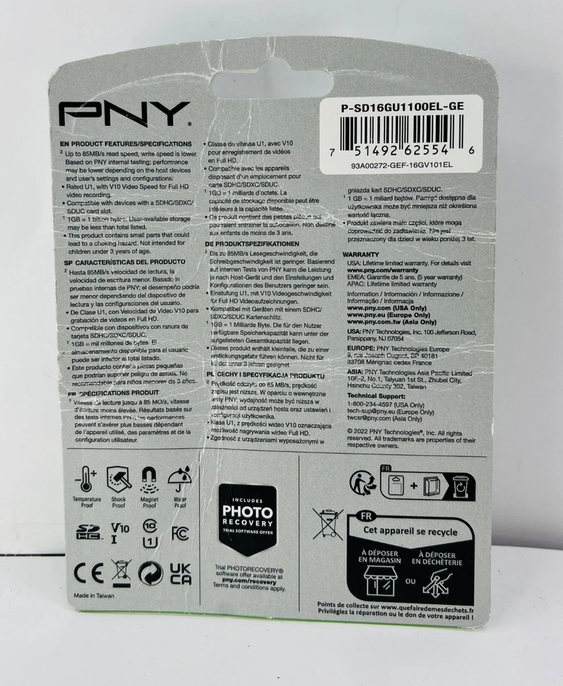 PNY Elite SDHC Memory 16GB 85 MB/s UHS-I Class 10 V10 - Image 2 of 2