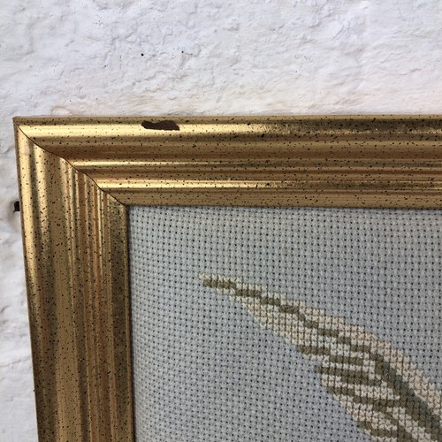 VTG Cross Stitch Guardian Angel Boy Girl Framed Artwork Art Religious Flowers - Picture 4 of 7