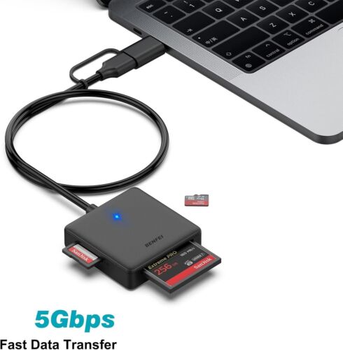 Memory Card Reader 4 in 1 USB 3.0 and USB-C to SD Micro SD MS CF Card Reader - Picture 5 of 9