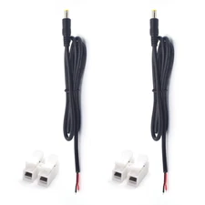 2pcs 18AWG DC Power 5.5mm x 2.5mm Barrel Male Plug Pigtail Bare Wire 1M/3.3FT