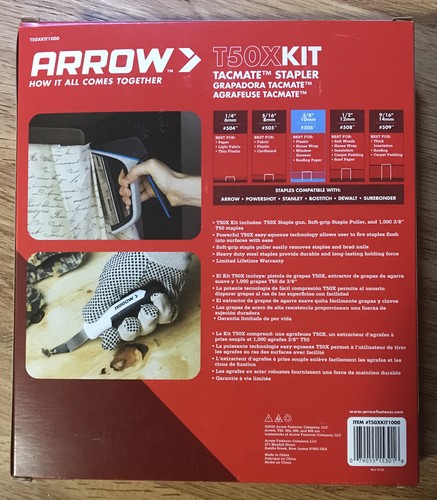 Neu ARROW Fastener T50X Tacker-Kit mit Tacker, Abzieher & 1000 Klammern - Bild 2 von 2