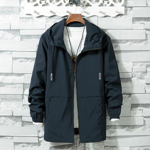 Men‘s Hooded Jacket Long Sleeve Loose Casual Zipper Coat Windbreaker New Fashion - Picture 8 of 10