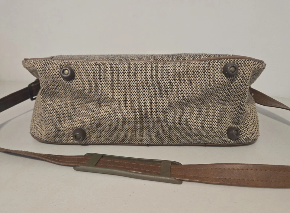 Bolso de hombro de viaje mediano vintage SASSON/lleva cuero y tweed ligeramente usado Foto 4 de 4