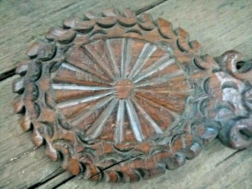 Old Vintage Treble Wooden Hand Mirror Double Sided Hand Craved frame - Picture 8 of 12