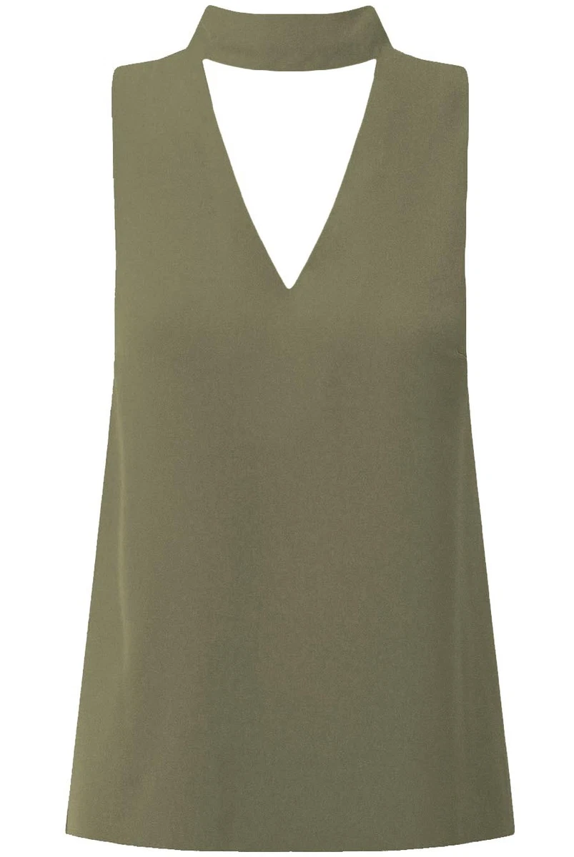 Nuevo Para mujeres Recortado Cuello en V Cuello Gargantilla Cuello Alto Blusa Camisa Prenda para el torso