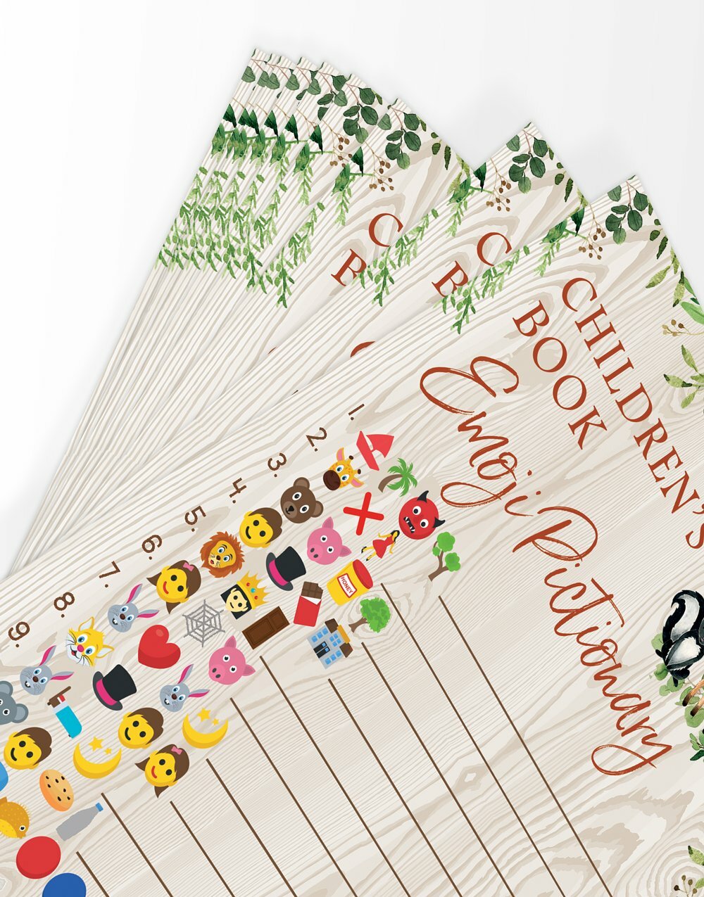 Woodland Baby Emoji Pictionary Game | Set of 50