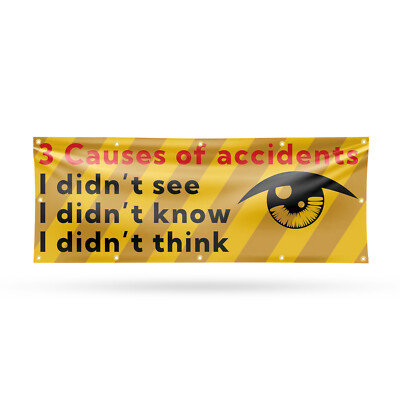 #ad 3 Causes of Accidents Vinyl Banner Sign with Metal Grommets Heavy Duty $148.99