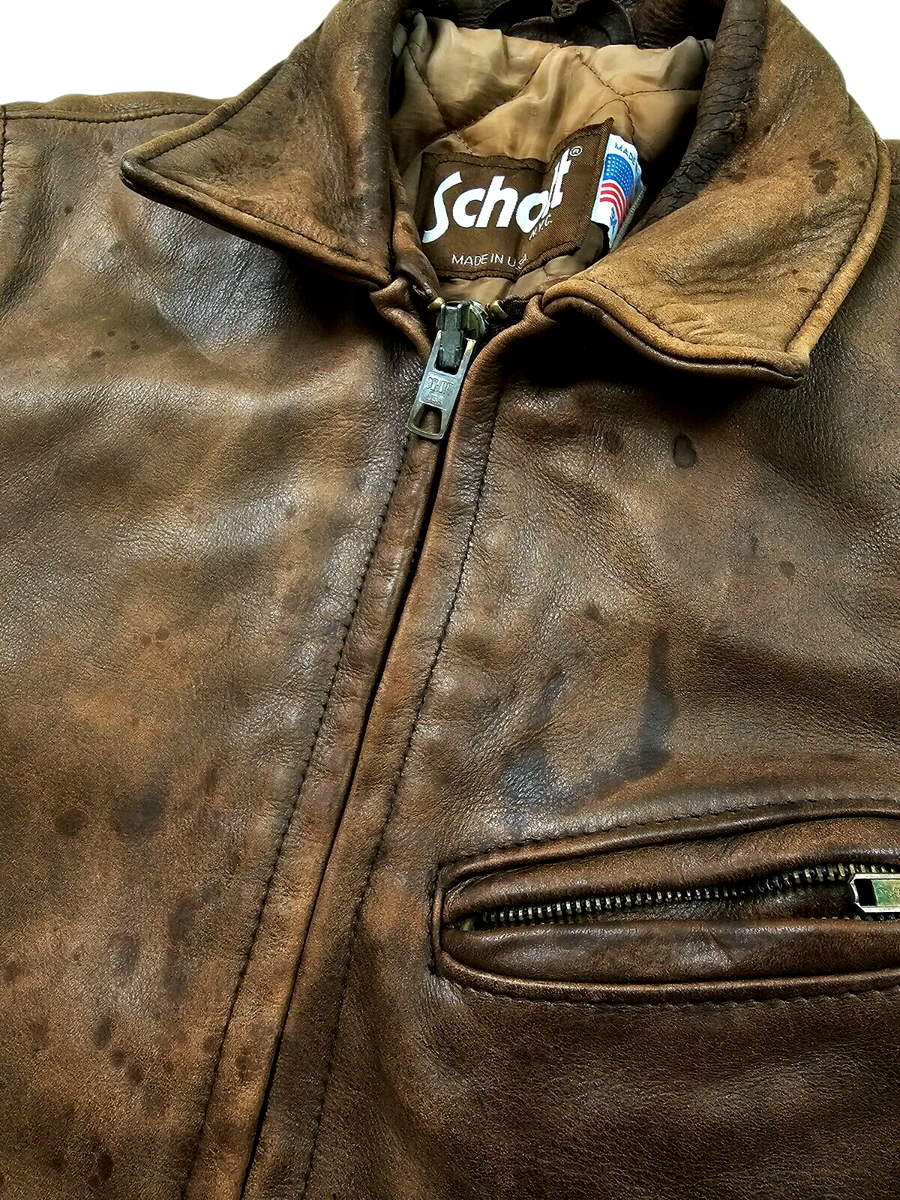 Schott made in USAダークブラウン スエード ジャケット HOT VINTAGE USA Men's SCHOTT @ DETROIT BIKER LINED BROWN