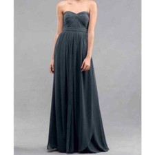 Jenny Yoo Aidan Convertible Luxe Chiffon Gown Storm Blue Dress Size 20 NWT