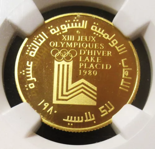 Lebanon: gold Proof "Lake Placid Olympics" 400 Livres 1980 PR69 Ultra Cameo NGC.