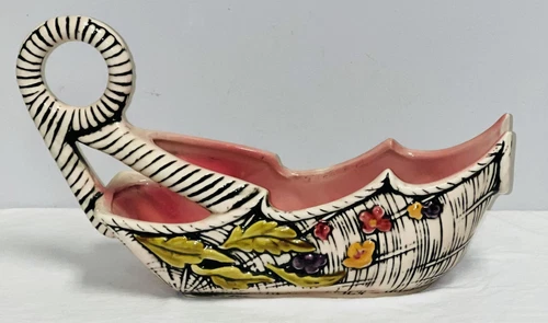 Hull Pottery BLOSSOM FLITE 10 1/2" PLANTER W/ HANDLE #T-12