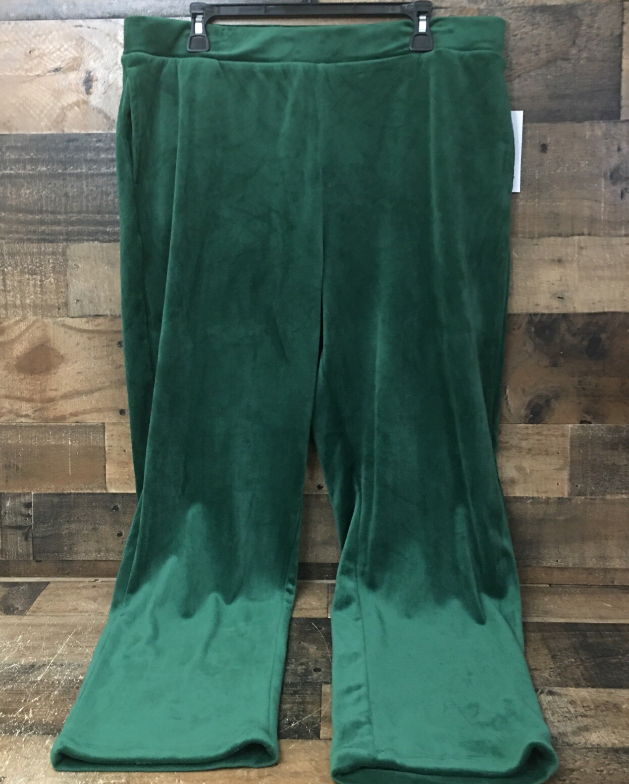 Nuevo con etiquetas Pantalones Pull On Grande Terciopelo Cintura Elástica Acogedor Core Athleisure Kelly Verde