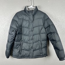 LL Bean Goose Down Nylon Puffer Jacket Coat Misses Women Medium Black 276566