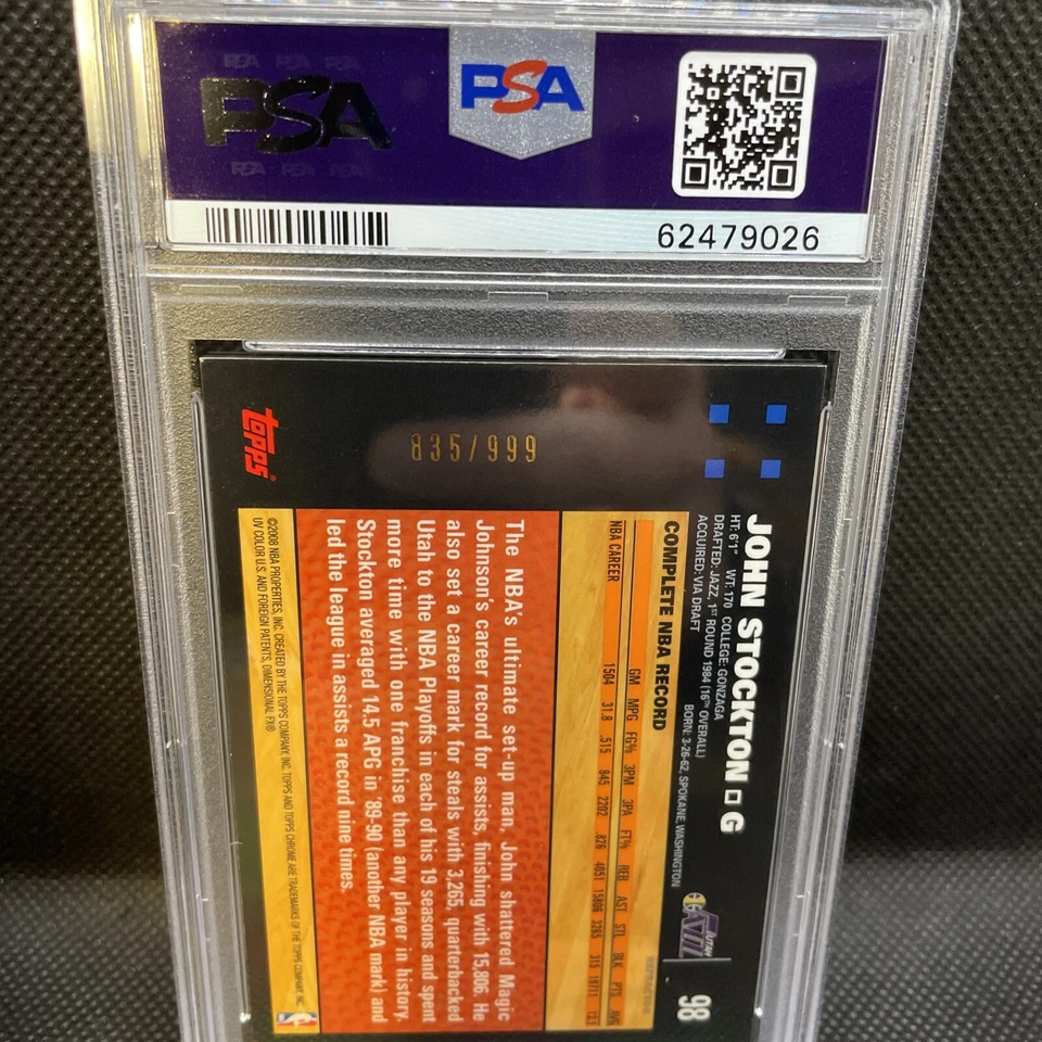 🔥2007-08 Topps Chrome Refractor /999 John Stockton #98 PSA 8 Population 6 !! - Image 2 of 4