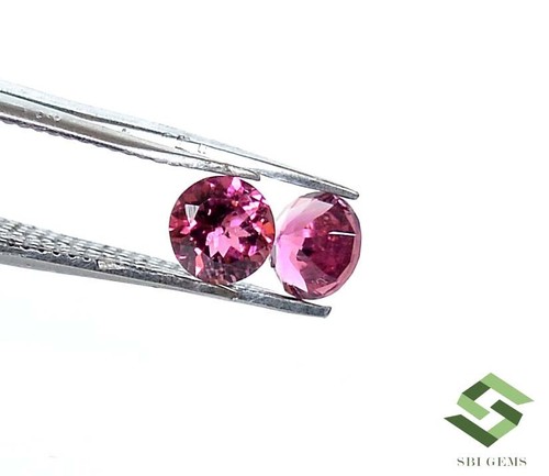 4.50 mm Natural Pink Tourmaline Round Cut Pair 0.71 CTS Loose Certified Gemstone - Picture 6 of 8