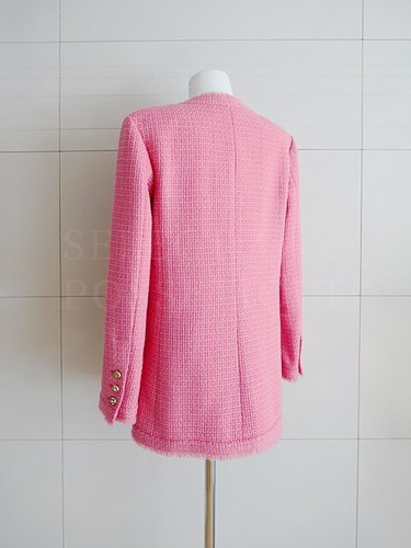 NWOT CHANEL 20A METIER D'ART V-NECK LONG PINK JACKET FR34 - Picture 5 of 9