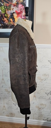 Koro Vintage Giacca Pelle di Pecora Donna Grande Lana Shearling Bomber Marrone - Foto 5 di 18