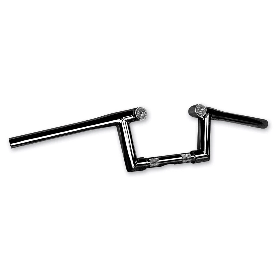 Barras Z negras FAT 5" con luces marcadoras LED 1 1/4" manillar Paughco Harley H42Z5B Foto 2 de 4