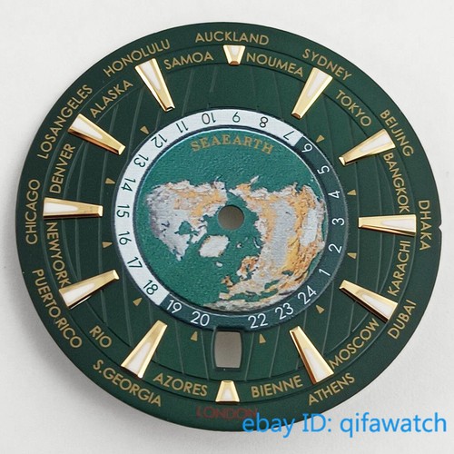 33.5mm green luminous sterile watch dial Fit NH35 movement date 6 O 'clock - Picture 9 of 9