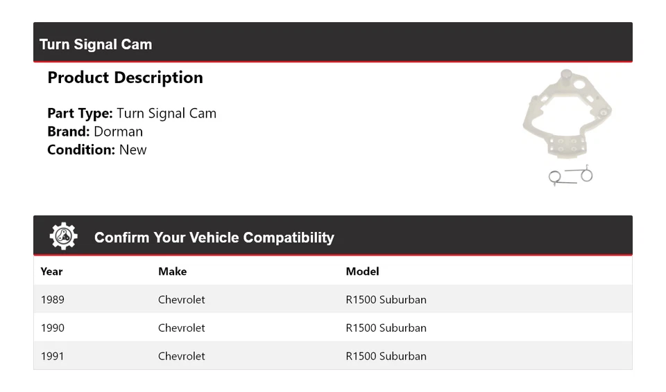 For 1989-1991 Chevrolet R1500 Suburban Dorman Turn Signal Cam 1990 - Image 2 of 4