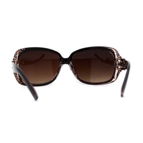 Womens Luxury Rhinestone Jewel Trim Metal Chain Arm Sunglasses - Picture 4 of 25
