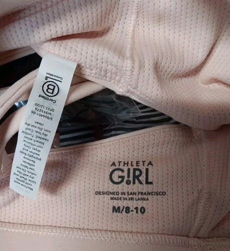 Athleta Girl Upbeat Sport Bra 2.0 M/8-10 Medium Bundle of 2 Blush Pink Black-AF4 - Picture 7 of 7