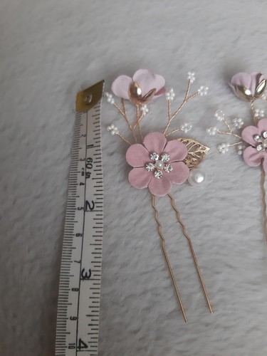 3x Gold Pink Colour Wedding, Bridesmaid Pearl Leaf Hair Pin Jewelry Accessories - Picture 2 of 2
