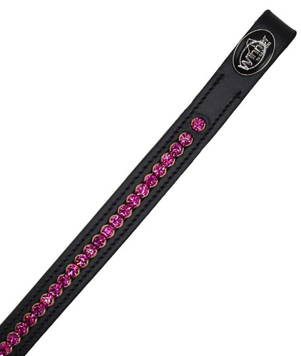 Fascia Frontalino Cavallo Cwell Equine Con 5 File Di Cristalli - Pelle Nera, Dressage E Competizioni