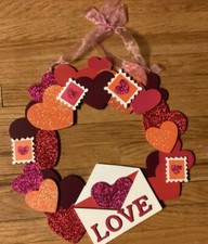 Walentynkowy brokat drewniany wieniec z sercem znak ścienny - 13 X 12"
