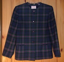 Pendleton Vintage Navy, Green & Magenta Plaid Wool Blazer USA Made, Womens 10P