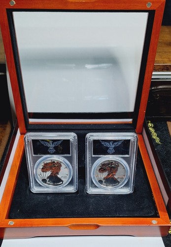 PCGS REV PR 69 2021-W-T1 & T2 Silver Eagles Designer Series With Beautiful Case - Picture 3 of 19