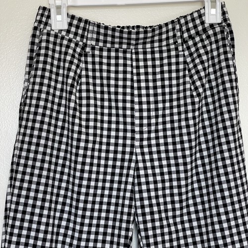 Bershka Womens High Waist Pants Capris Plaid Stretch Preppy Roll Hem Size Large - Picture 3 of 13