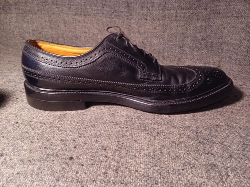 IMPERIAL FLORSHEIM VINTAGE 92604 LONG WINGS WINGTIPS BLACK 11 A VG CONDITION - Picture 18 of 19
