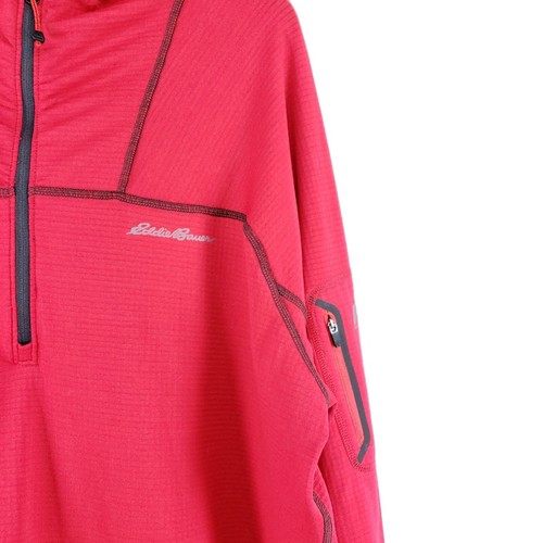 Eddie Bauer Mens XL Red Hooded Quarter-Zip Fleece Lined Long Sleeve Pullover - Picture 3 of 8