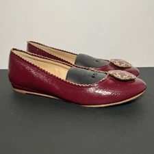 Womens ANNA Burgundy by LINDSAY PHILLIPS Patent Leather Ballet Flats / Size 7.5