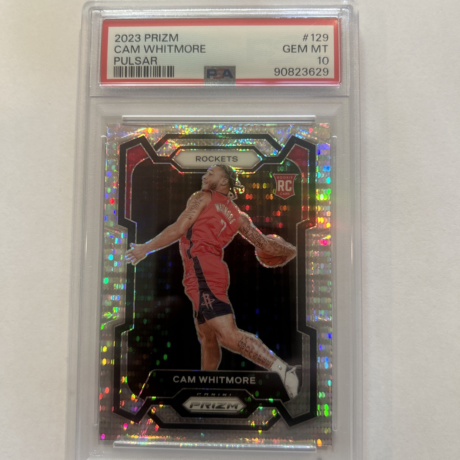 CAM WHITMORE 2023 Panini Prizm Pulsar Prizm SP RC PSA 10 GM #129 Rockets ROOKIE