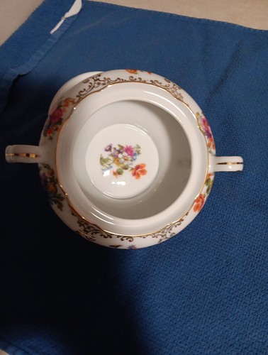 Vintage Victoria Czeckoslovakia Zuckerdose Floral Goldrand - Bild 4 von 6