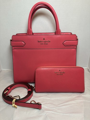 Bolso Cartera Kate Spade New York Staci Mujer Cuero Saffiano Rosa Rubí y Cartera - Imagen 12 de 24