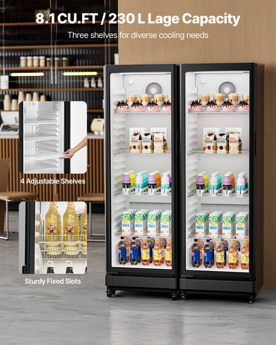 VEVOR Commercial Merchandiser Refrigerator 8.1 CU.FT Glass Door Beverage - Picture 2 of 12