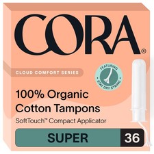 Cora Organic Cotton Tampons 36 Super Tampons 36