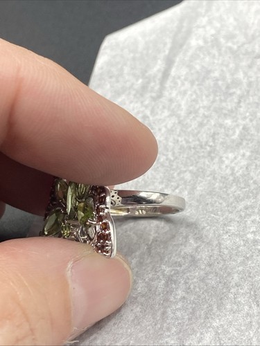 JTV Peridot Garnet Butterfly cocktail Ring Size 7.5 STS925 Platinum Over Silver  - Picture 23 of 24