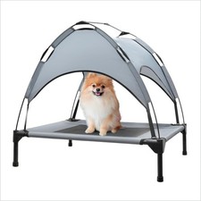 Outdoor Elevated Dog Bed with Canopy, Cooling Elevated Pet Cot with Removable...