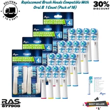Replacement Brush Heads Compatible with Oral B- Double Clean Design, Pack of 16