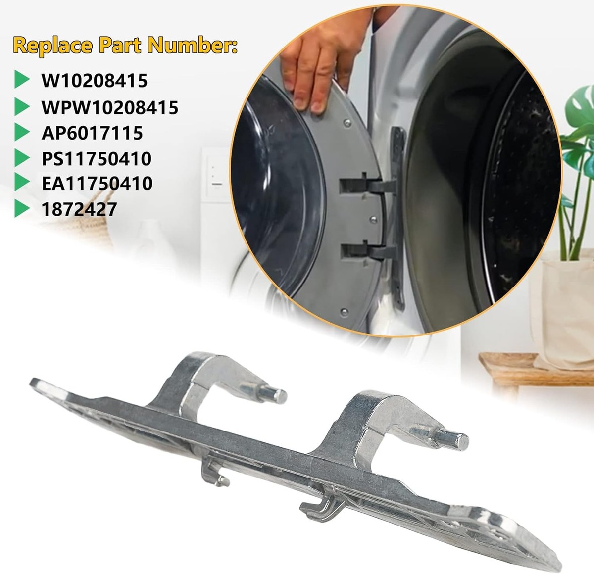 W10208415 Dryer Washer Door Hinge with Whirlpool/Amana